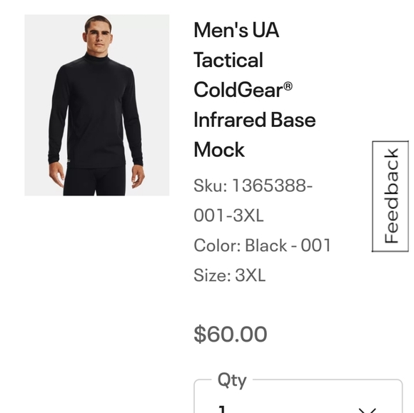 Under Armour Tactical ColdGear Infrared Mock Base Layer Shirt Black Mens 3XL - Picture 1 of 6
